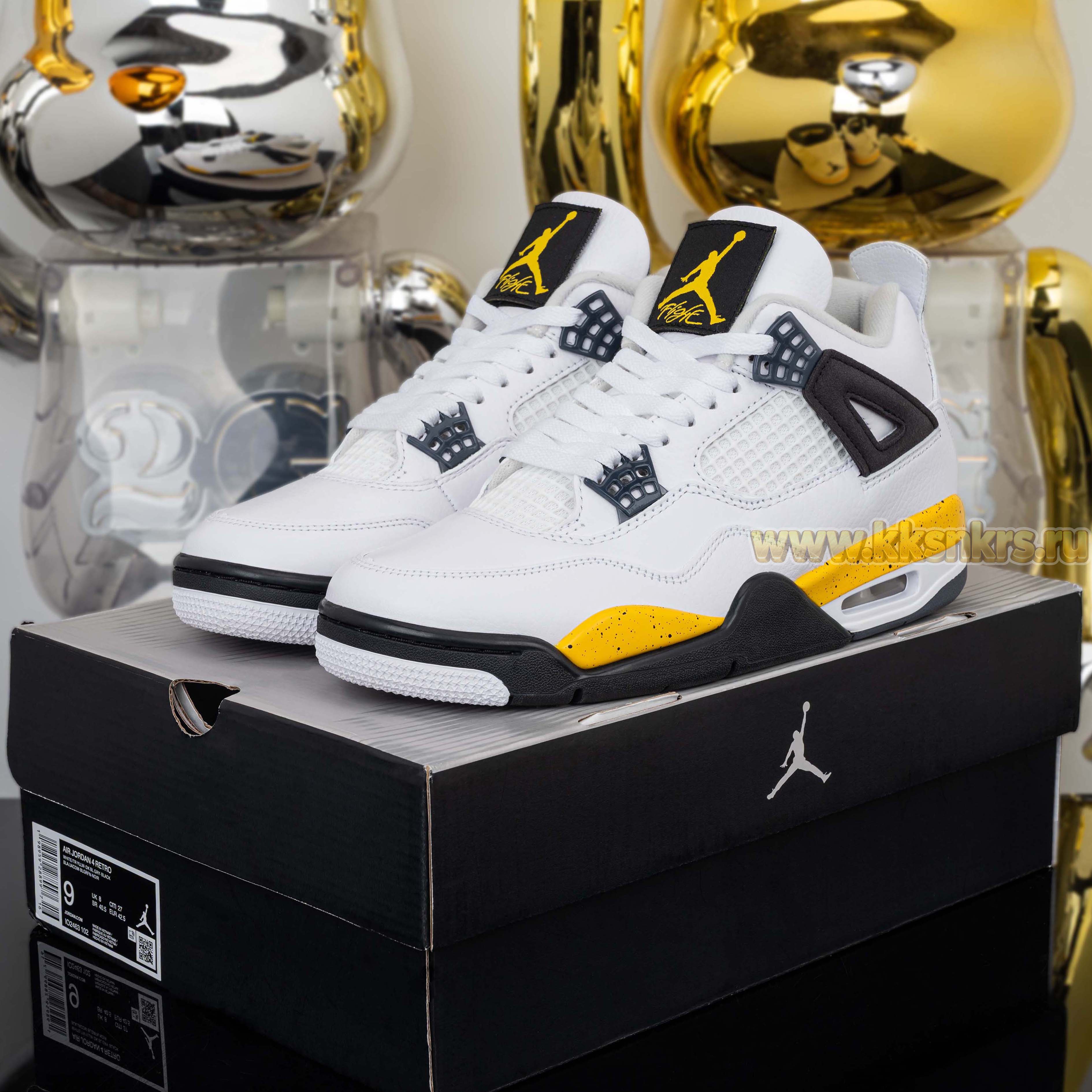 Air Jordan 4 Retro WhiteTour YellowBlack IO2463-102