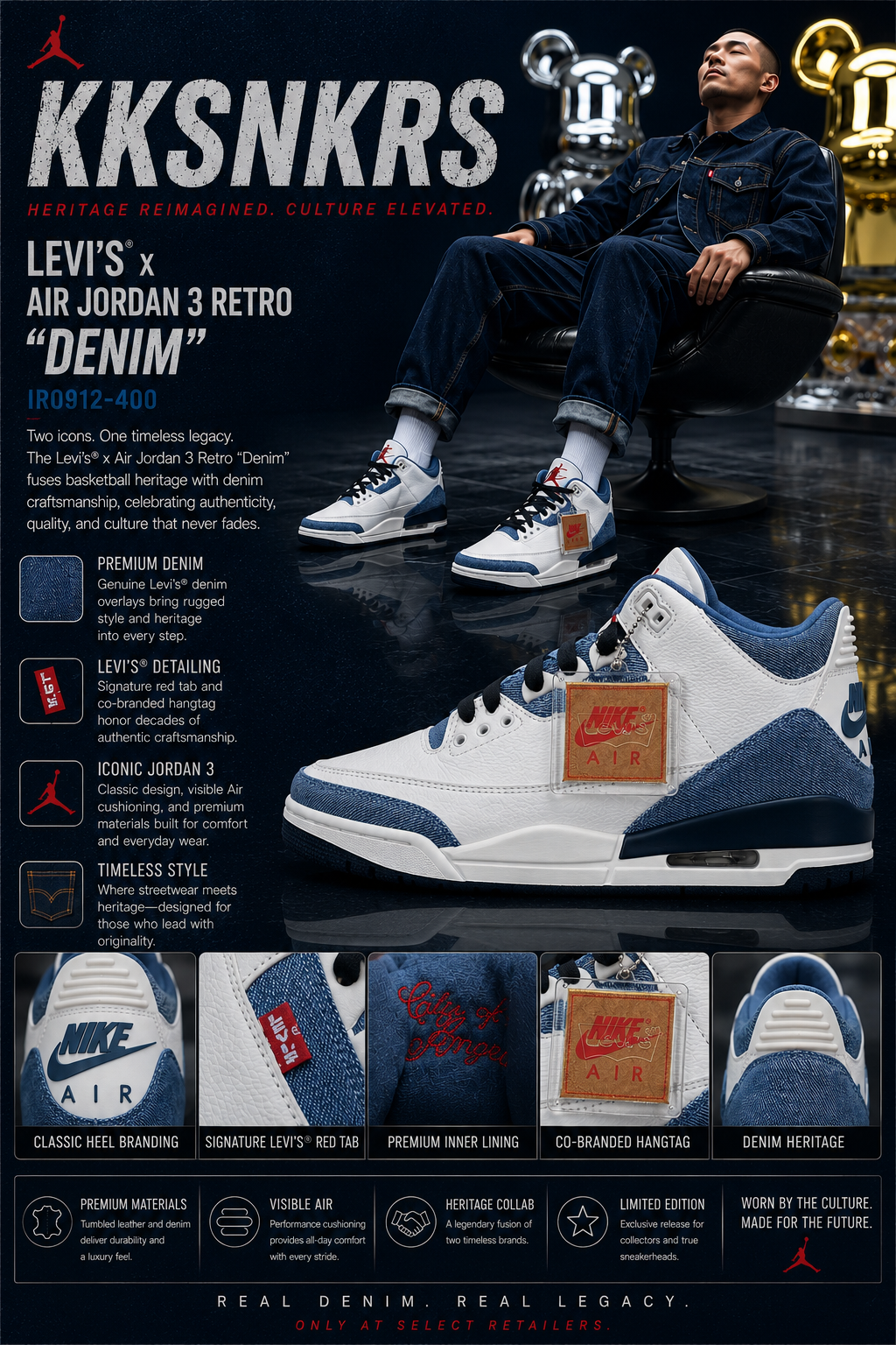 Levi’s x Air Jordan 3 Retro “Denim” IR0912-400