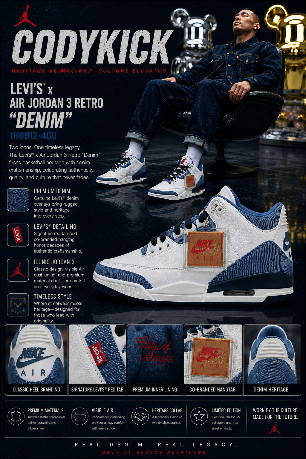 Levi’s x Air Jordan 3 Retro “Denim” IR0912-400
