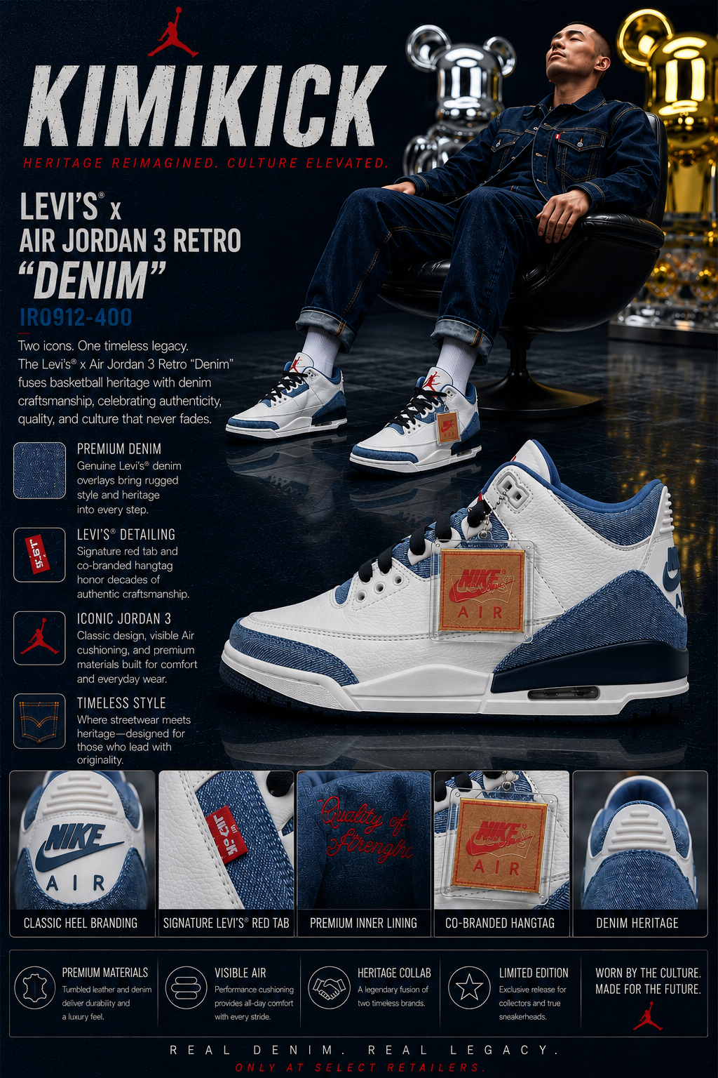 Levi’s x Air Jordan 3 Retro “Denim” IR0912-400