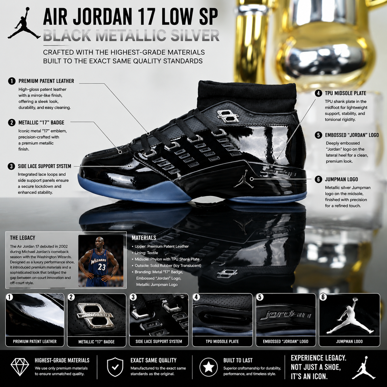 Air Jordan 17 Low SP Black Metallic Silver IV7640-001