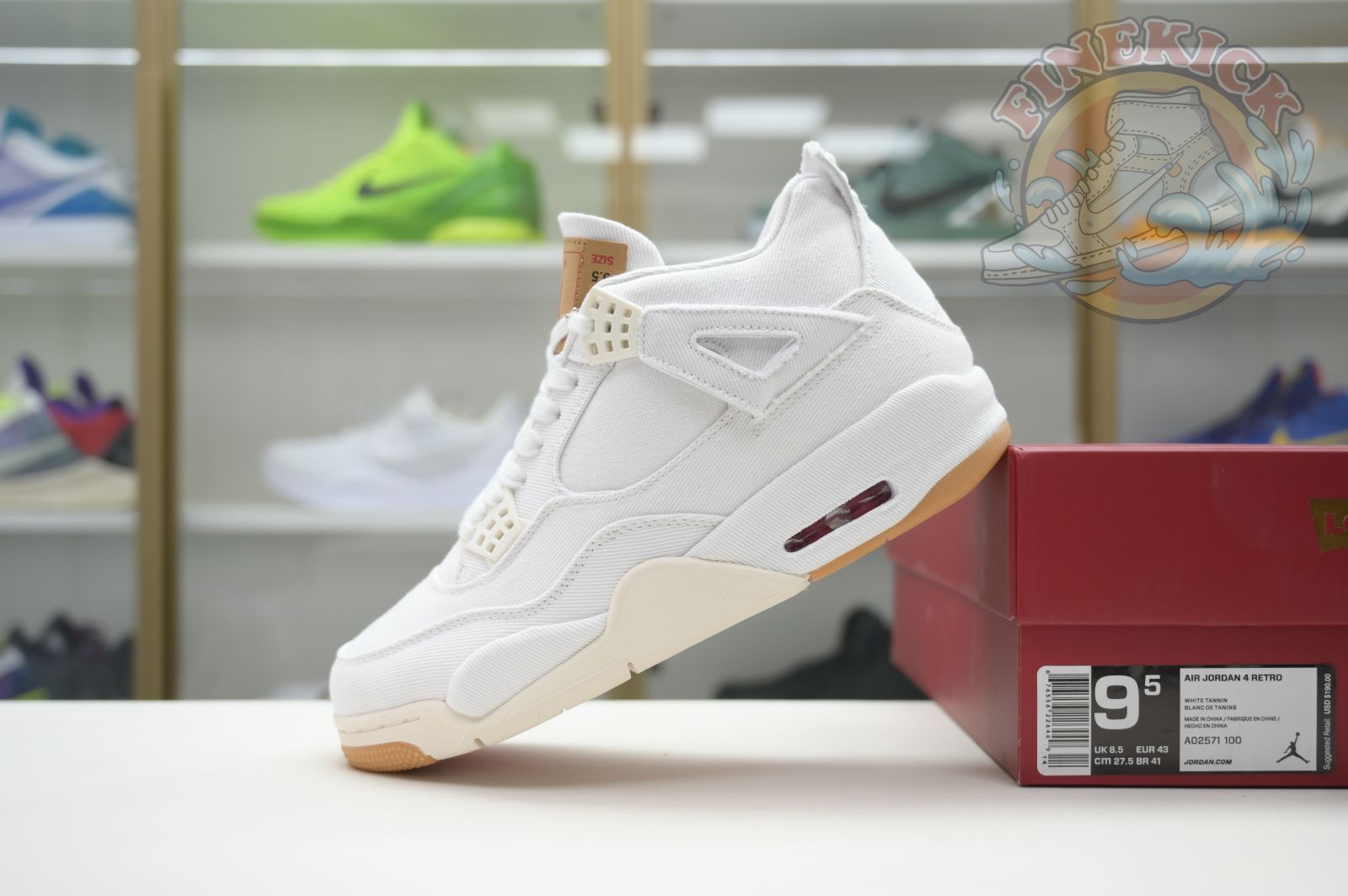 Air Jordan 4 levis white (levis tag)