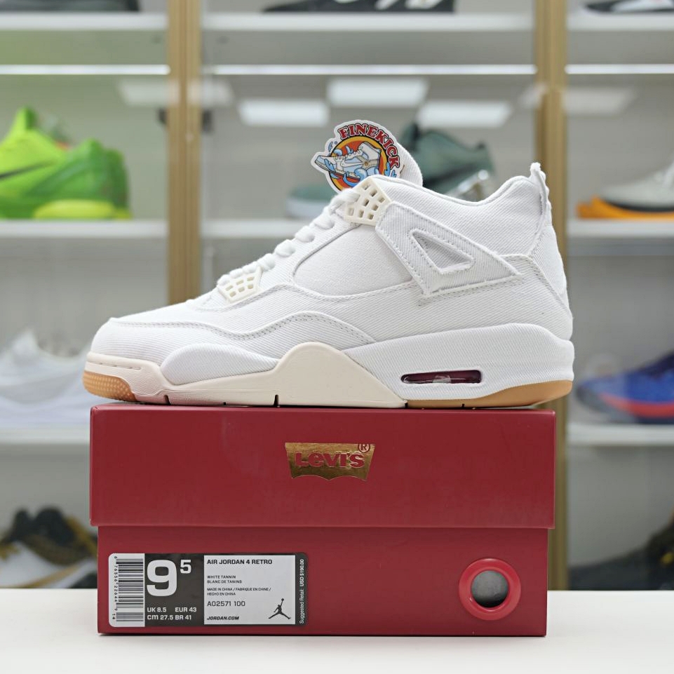 Air Jordan 4 levis white (levis tag)