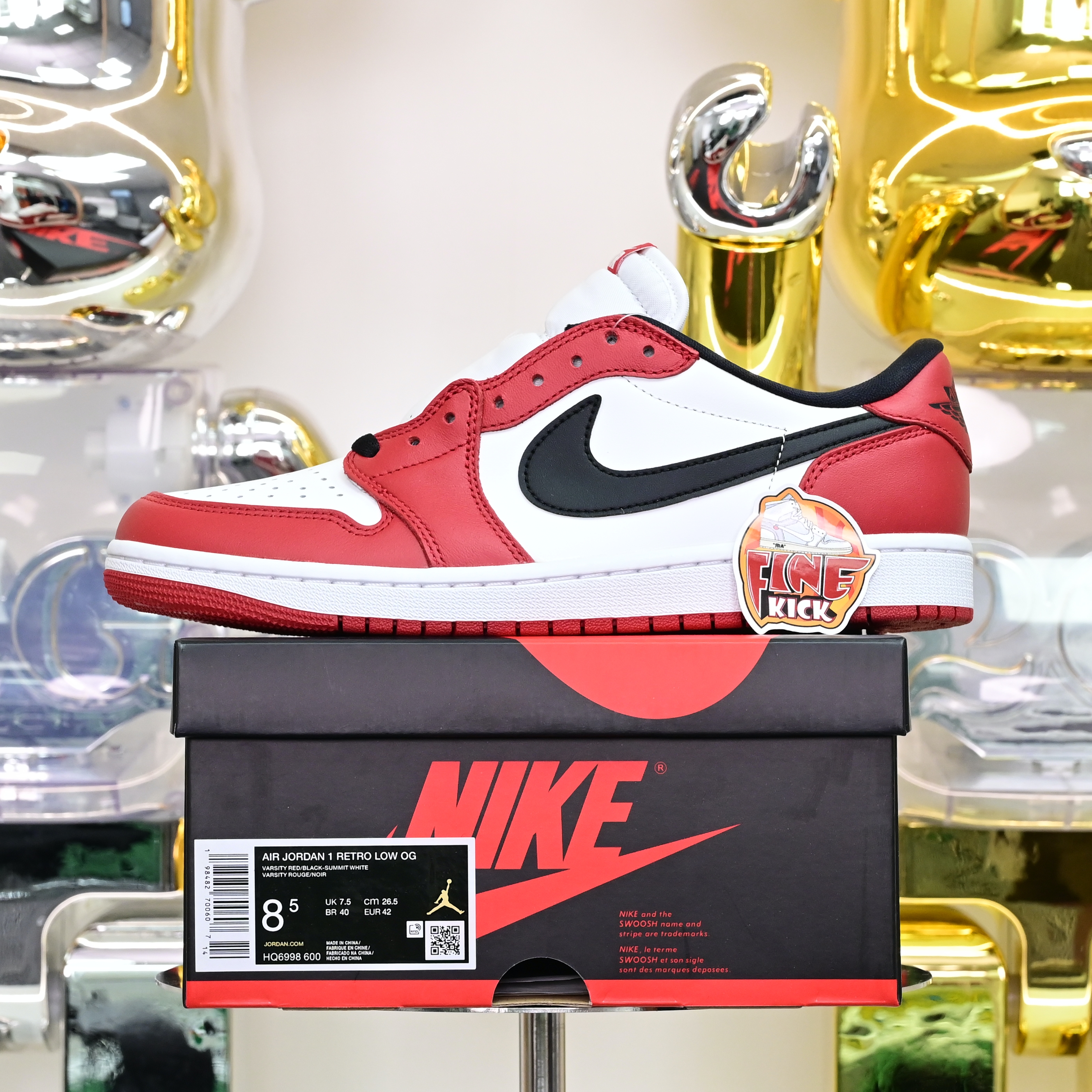 Air Jordan 1 RETRO LOW OG“Black Muslin Varsity Red” HQ6998-600