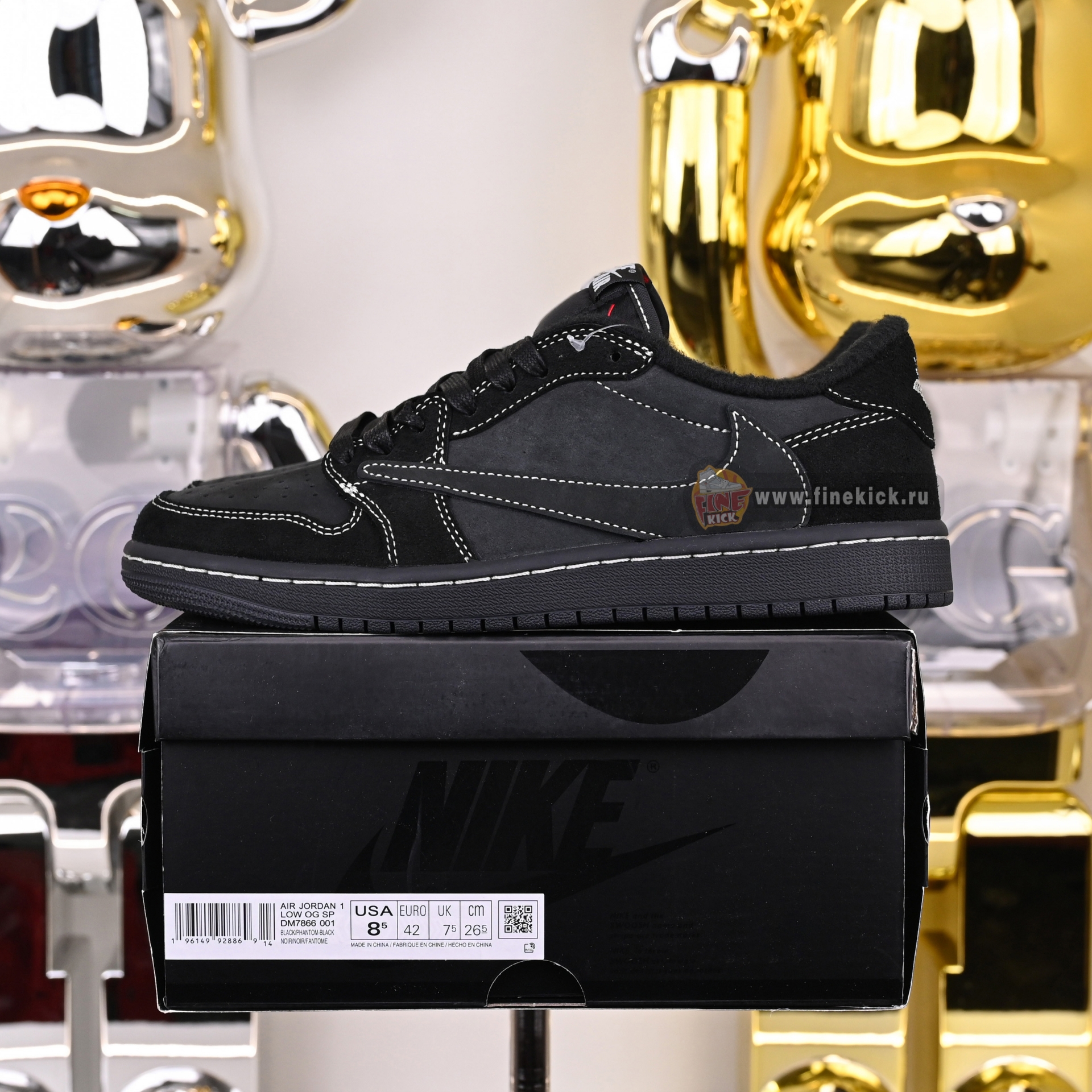 TRAVIS SCOTT X NIKE AIR JORDAN 1 LOW OG “BLACK/PHANTOM” DM7866-001