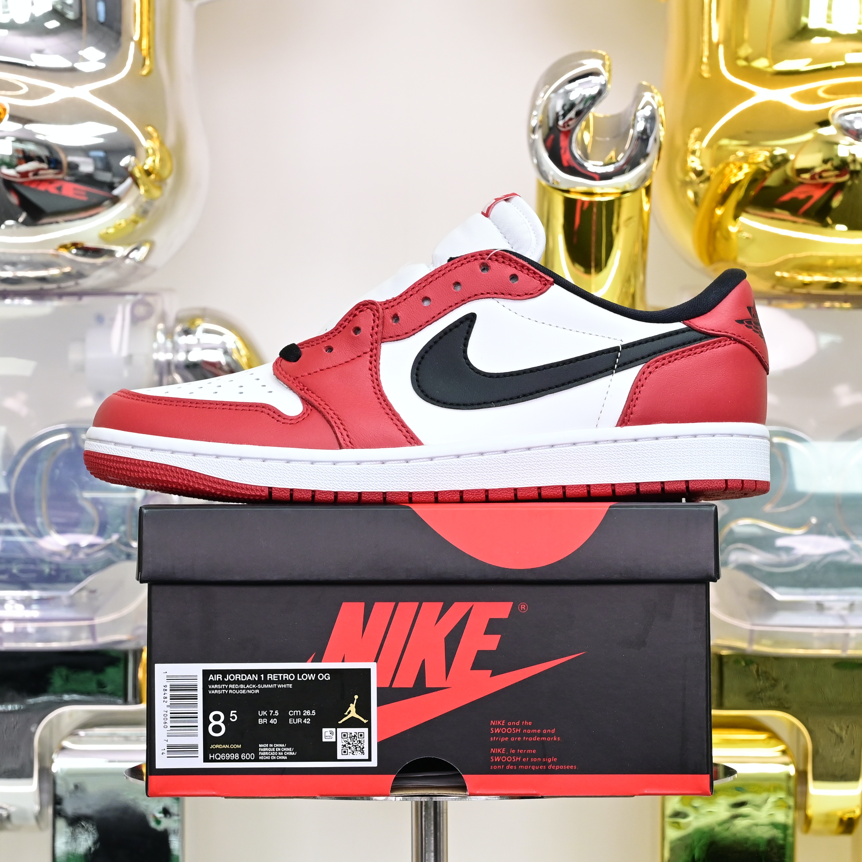 Air Jordan 1 RETRO LOW OG“Black Muslin Varsity Red” HQ6998-600