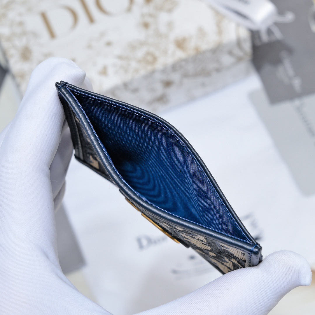 Dior 30 Montaigne Freesia Card Holder Blue Dior Oblique Jacquard