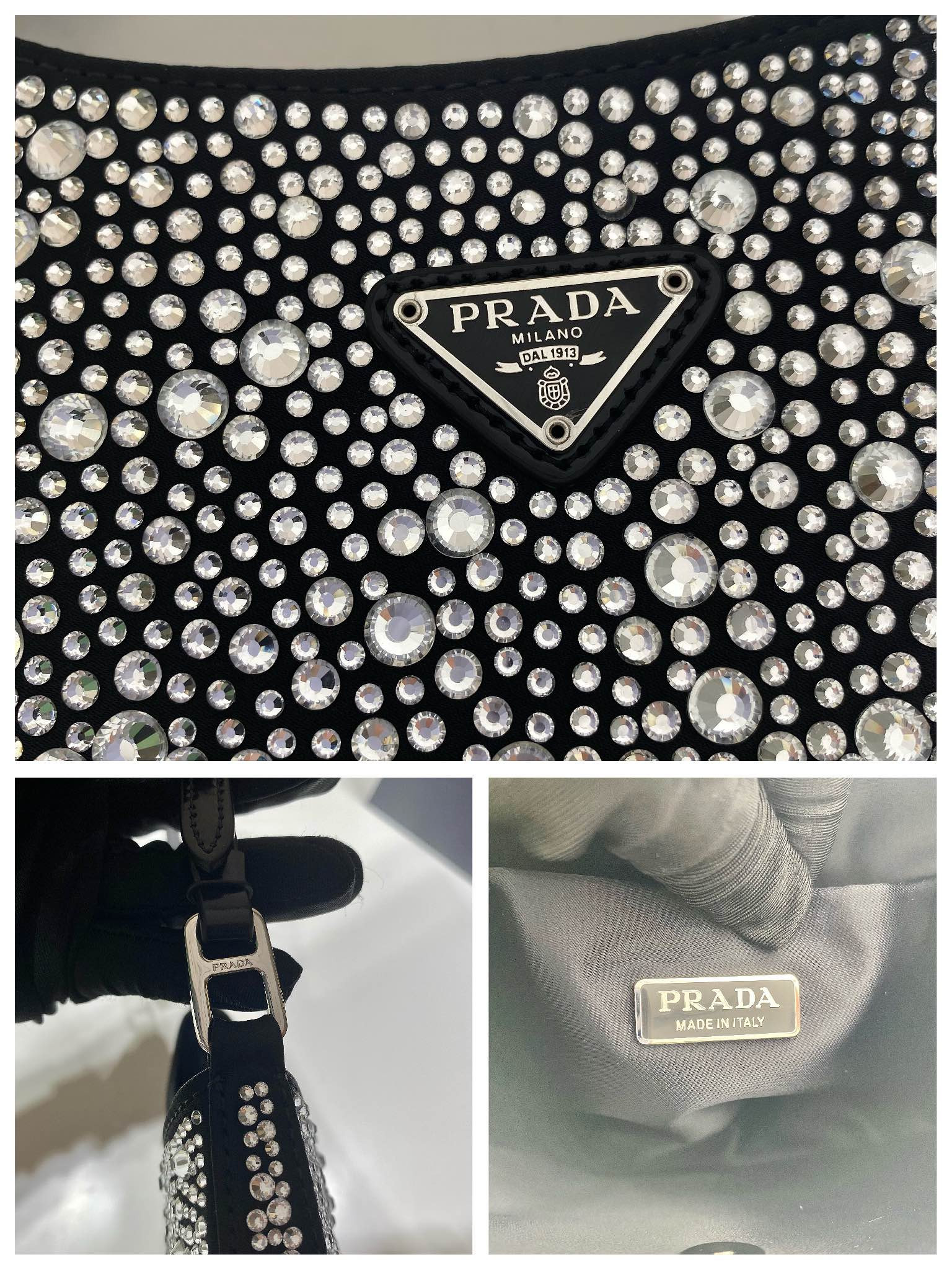 Prada Cleo Satin Bag With Crystals