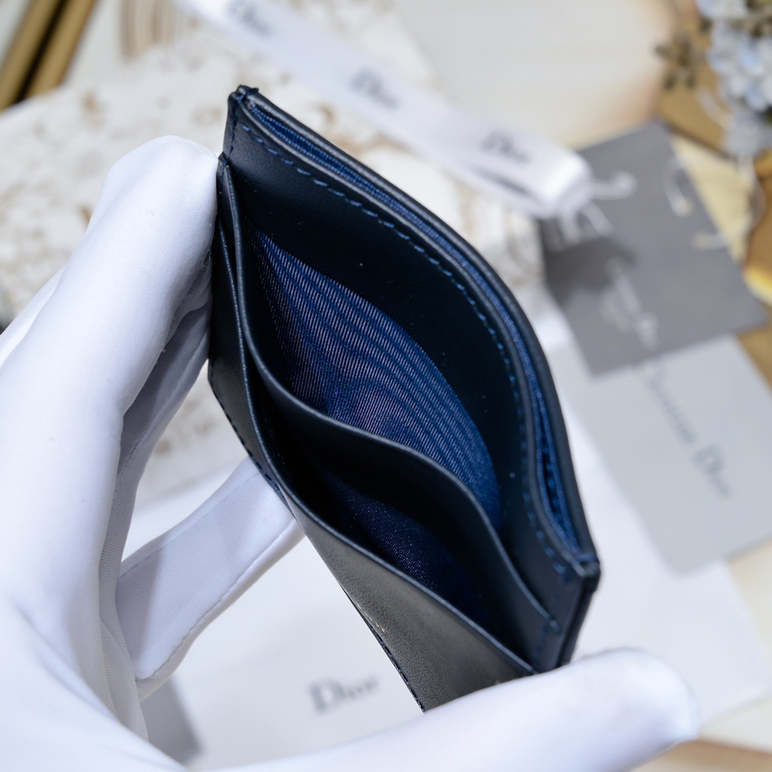 Dior 30 Montaigne Freesia Card Holder Blue Dior Oblique Jacquard