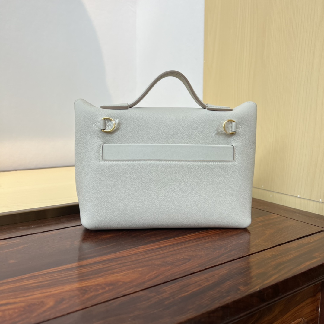 Hermès new Kelly2424mini handmade glacier white evercolor Swift leather size: 21cm