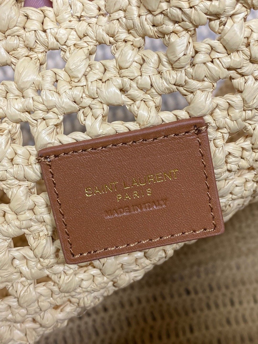 YSL Apricot Braid/Gold Handmade Braided Bag Raffia Braided Style No.: 690941  Size: 30×37×14cm