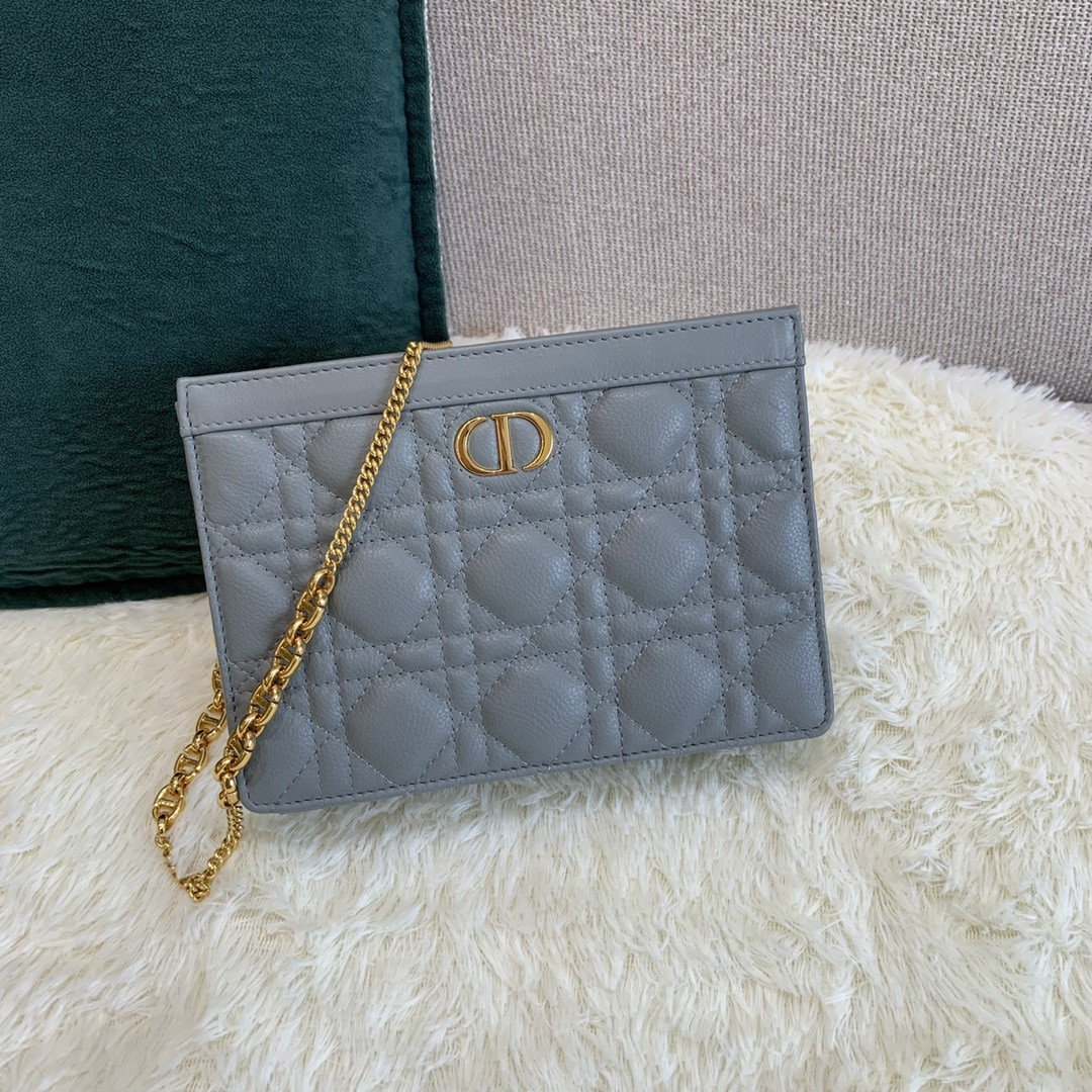 Dior Caro Zipped Pouch With Chain