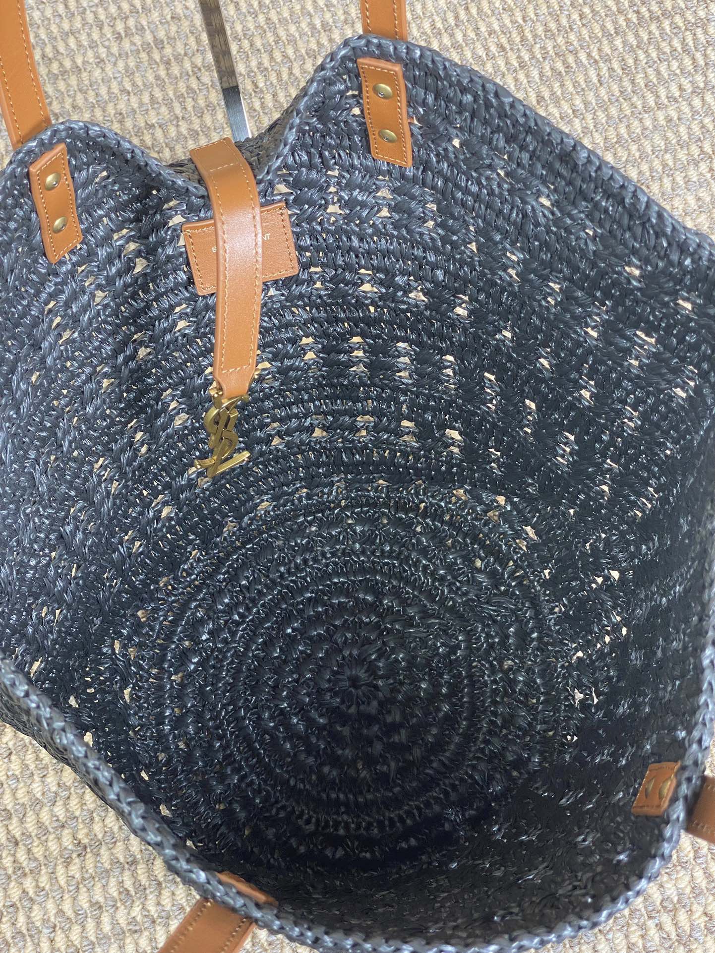 YSL straw tote basket, pure handmade. 685618 Size: 55*31*28cm