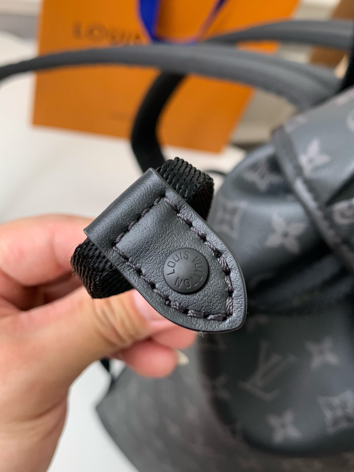 L*V's New MONTSOURIS Men's Black Flower Backpack M45583, Top Quality Size: 32 * 40 * 19cm