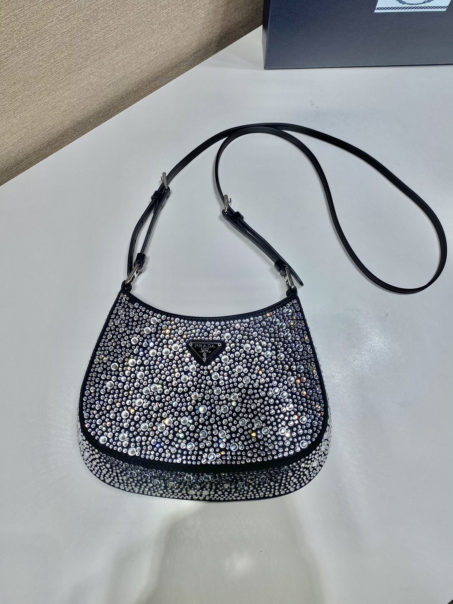 Prada Cleo Satin Bag With Crystals