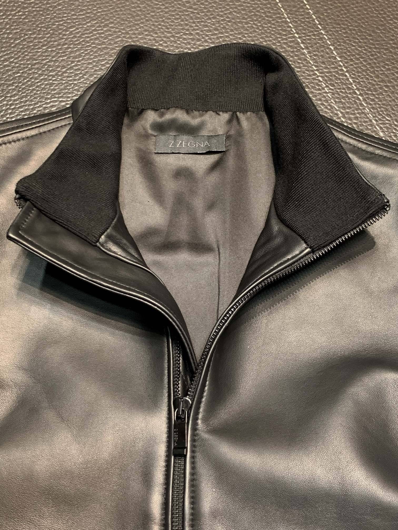 Zegna Stand collar leather jacket