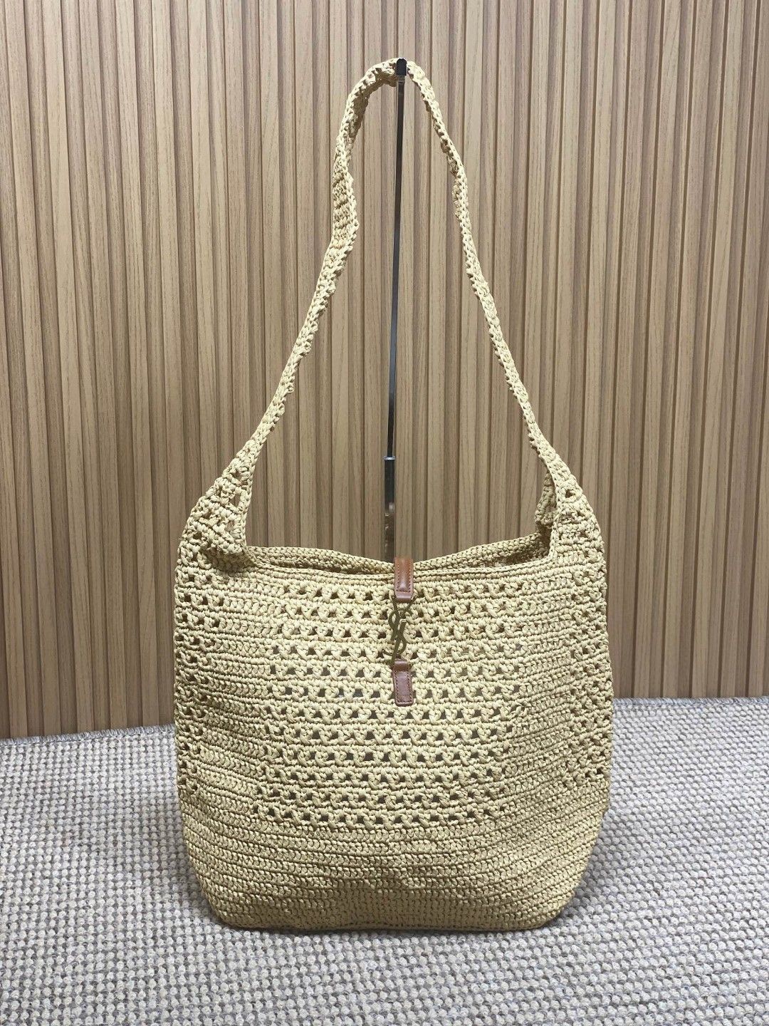 YSL Apricot Braid/Gold Handmade Braided Bag Raffia Braided Style No.: 690941  Size: 30×37×14cm