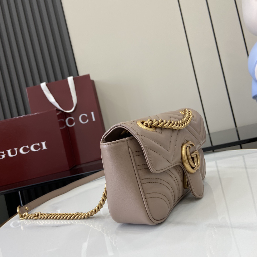 Gucci Marmont series quilted mini handbag model: 446744. Size: 22*13*6cm
