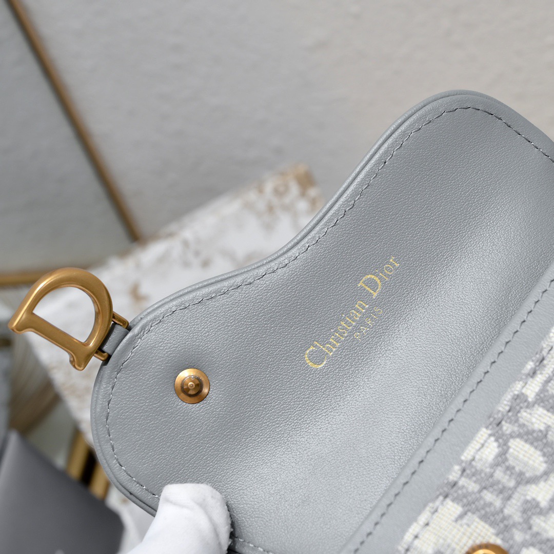 Saddle Bloom Card Holder Gray Dior Oblique Jacquard