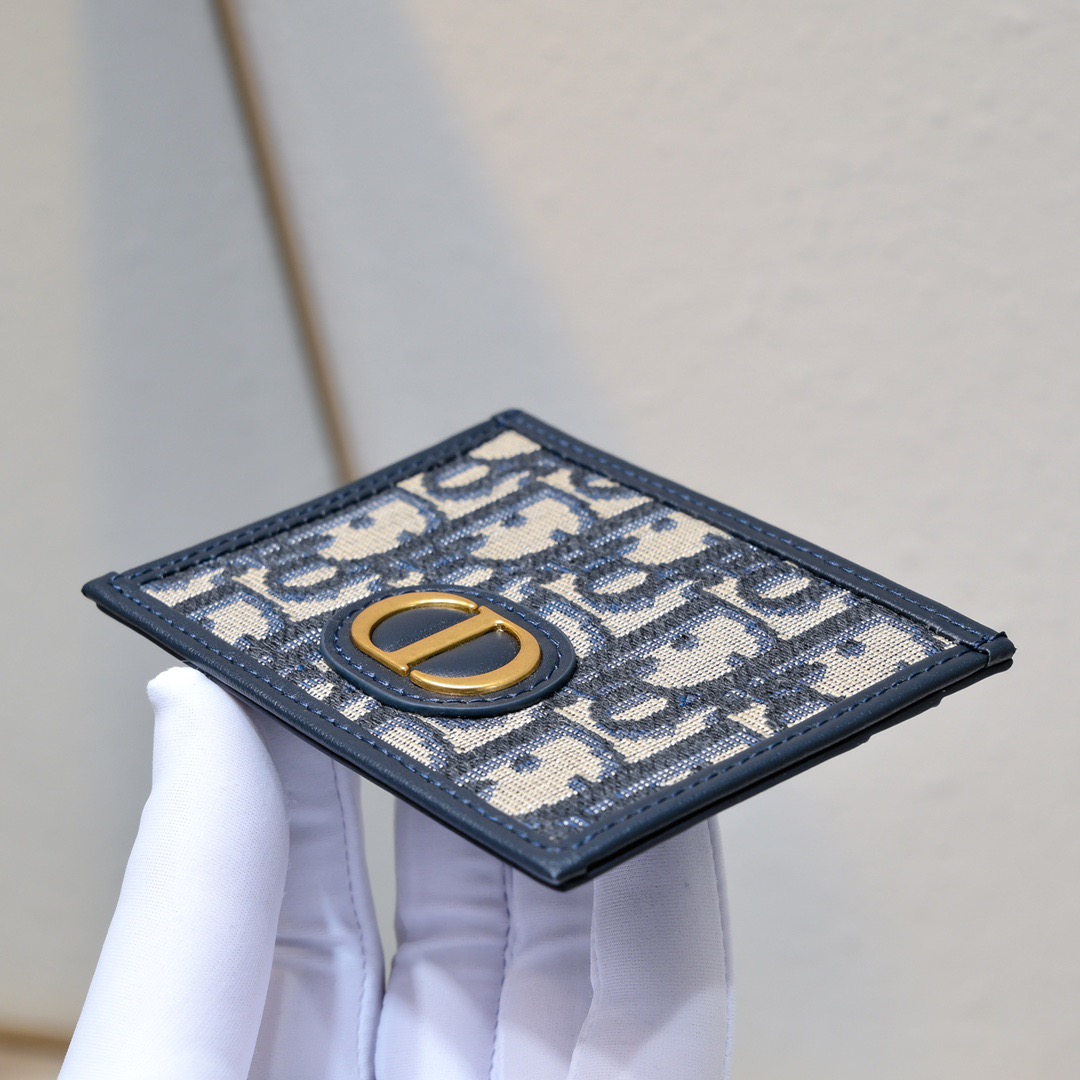 Dior 30 Montaigne Freesia Card Holder Blue Dior Oblique Jacquard