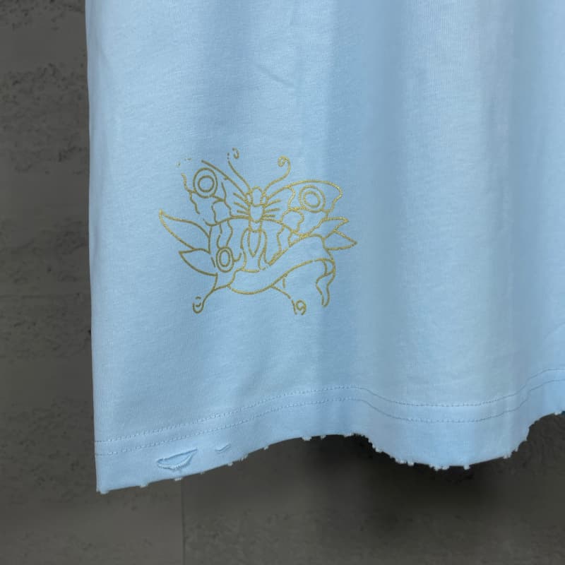 Front & Back Rhinestone Destroyed T-Shirt