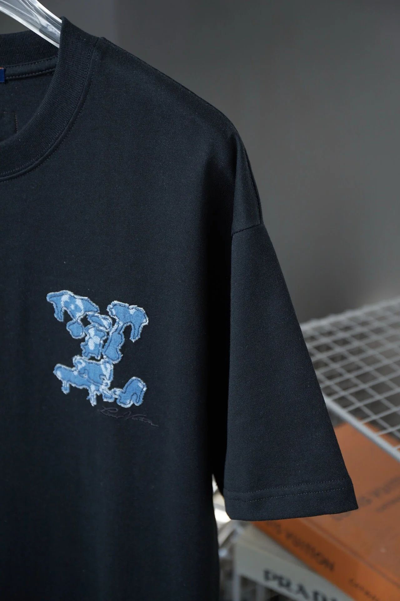 Embroidered Denim Patchwork T Shirt