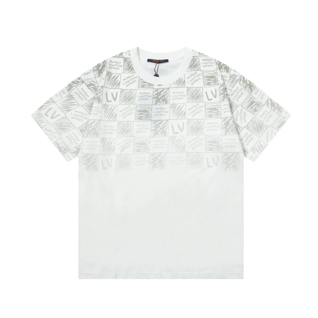 Checkerboard Letter Print T-shirt