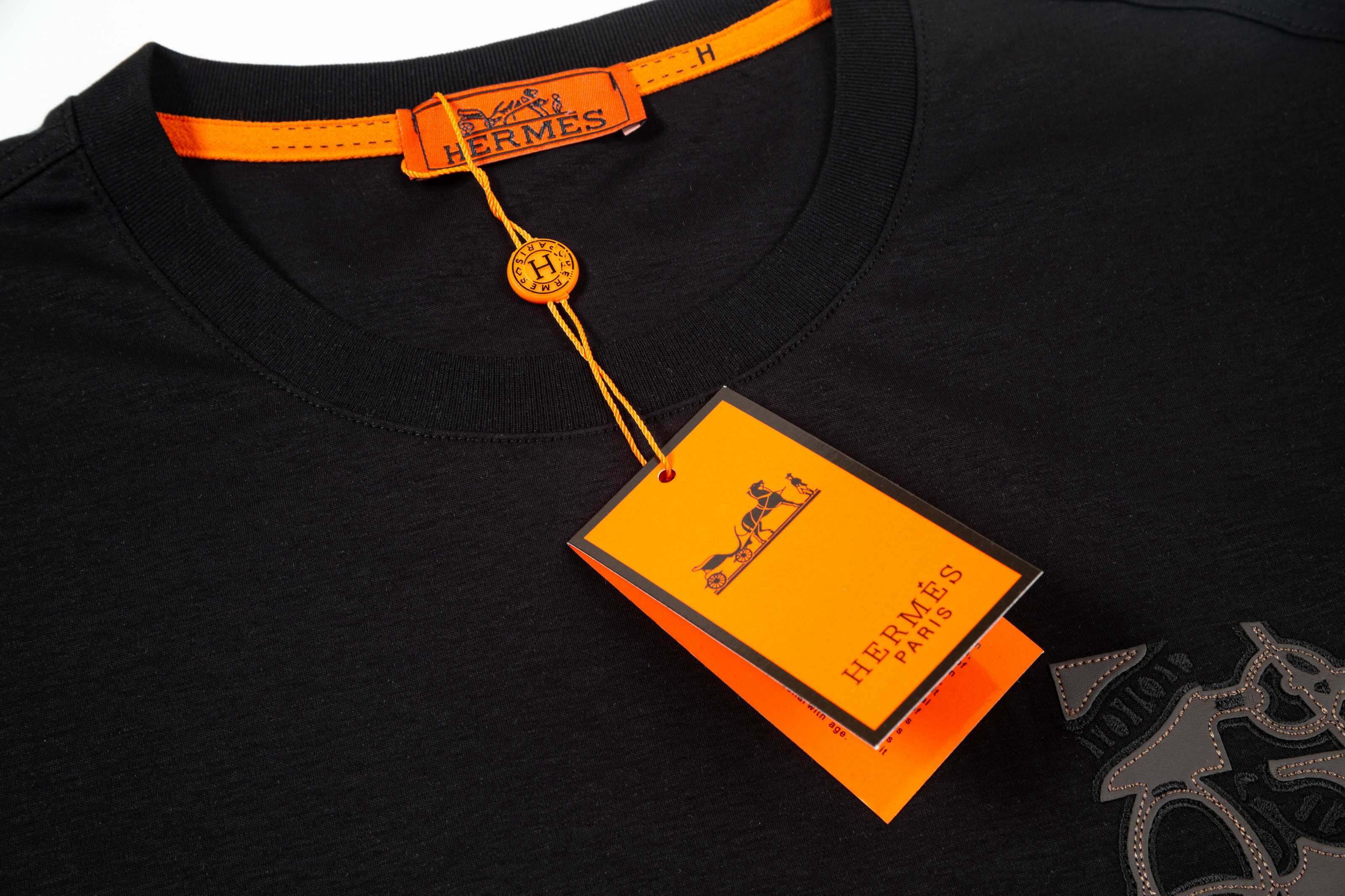 Embroidered Leather Patch T-Shirt