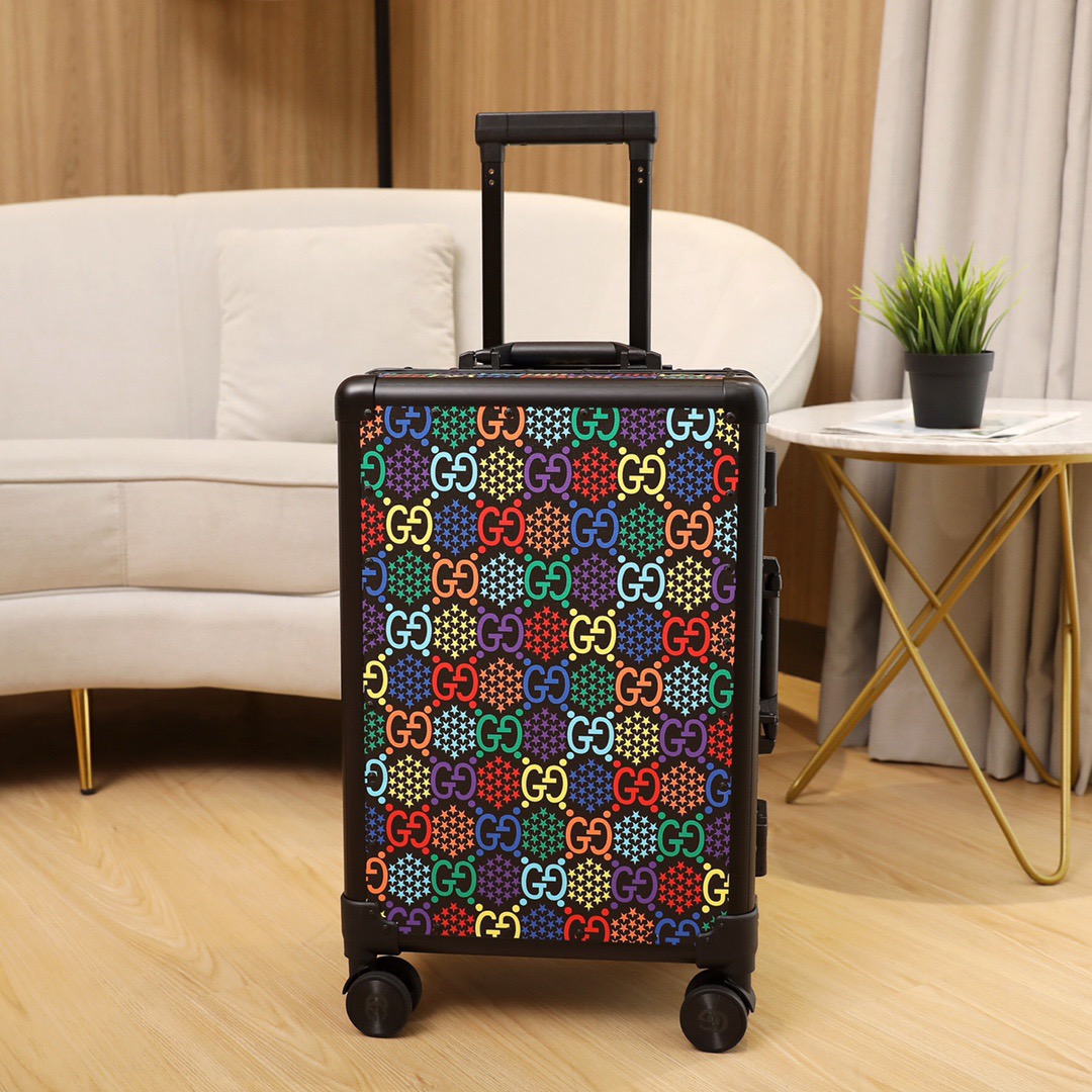 GUCCI Luggage/Vintage Trolley Case Classic Flower Pattern Aluminum Frame Size: 20 inches