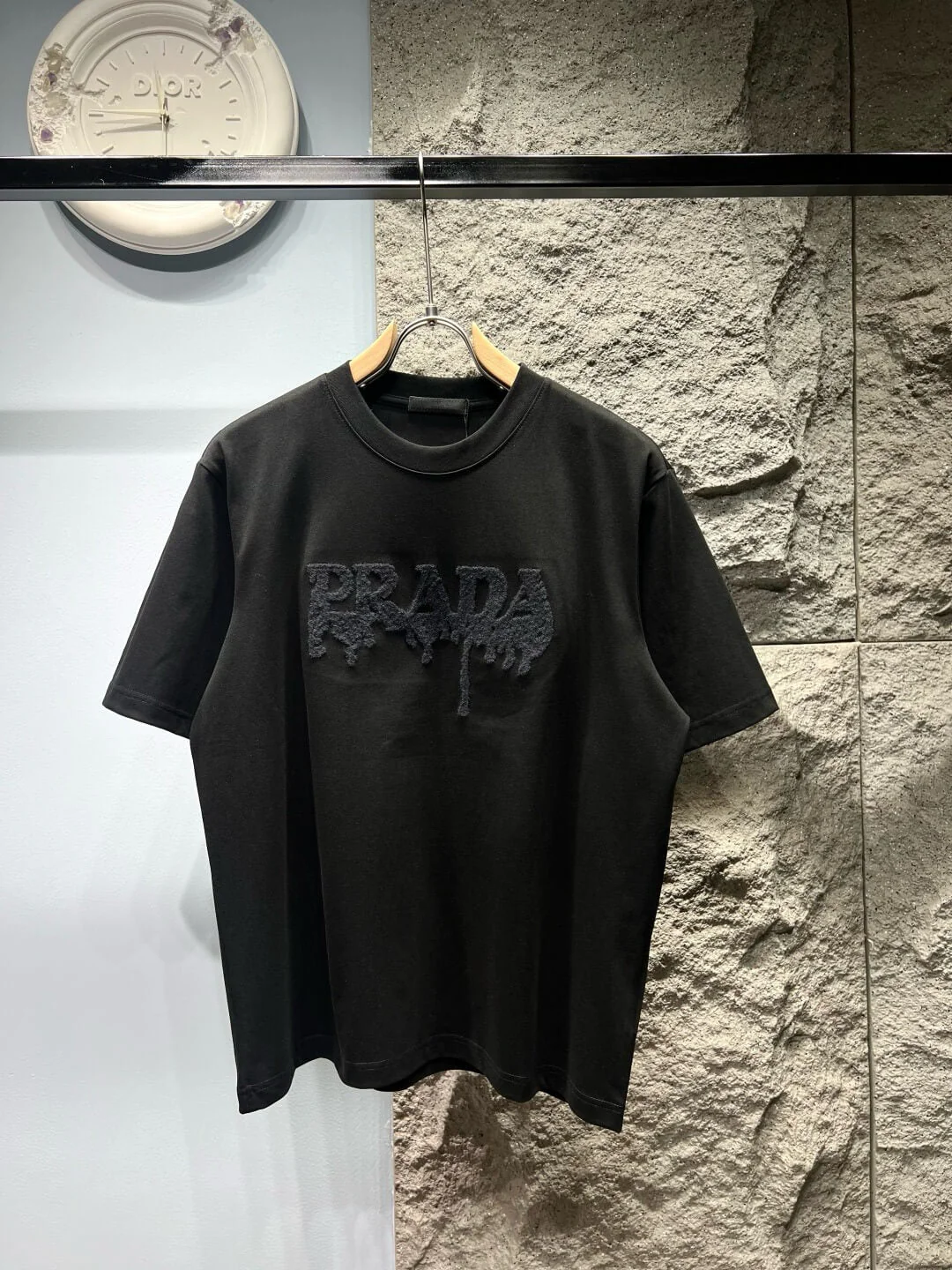 Jacquard Fuzzy Lettering T Shirt