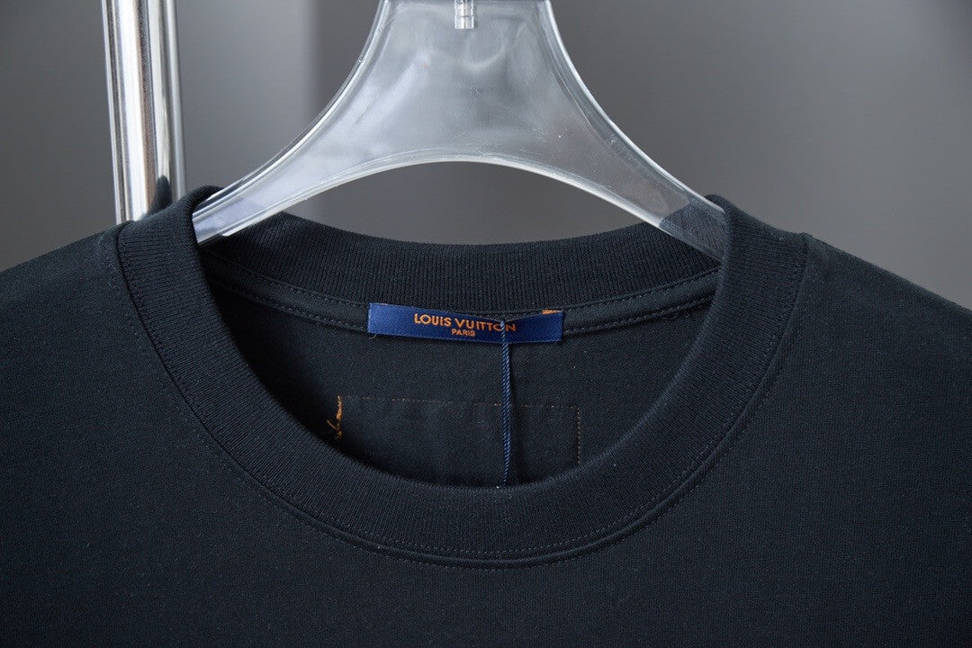 Embroidered Denim Patchwork T Shirt