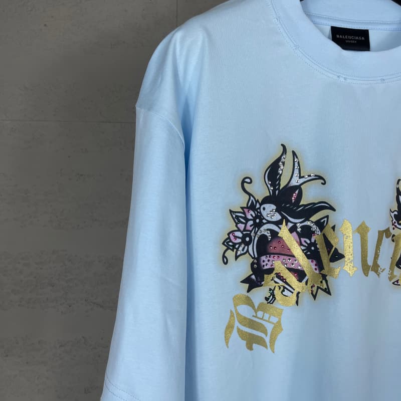 Front & Back Rhinestone Destroyed T-Shirt