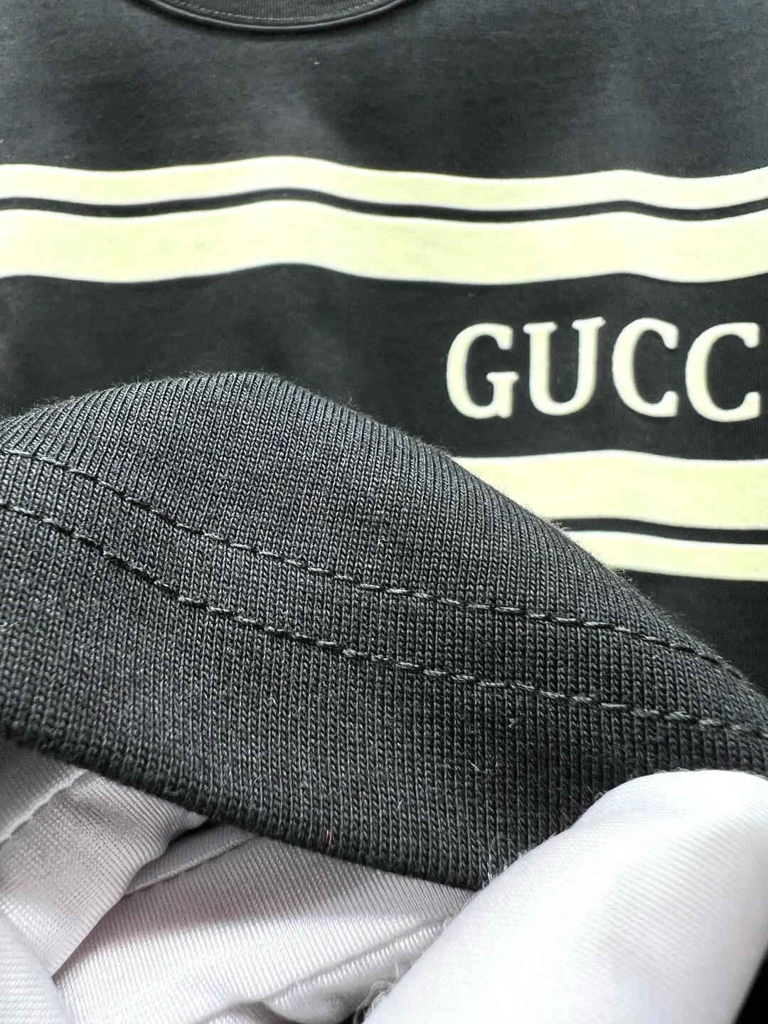 Letter Embroidered Striped T Shirt