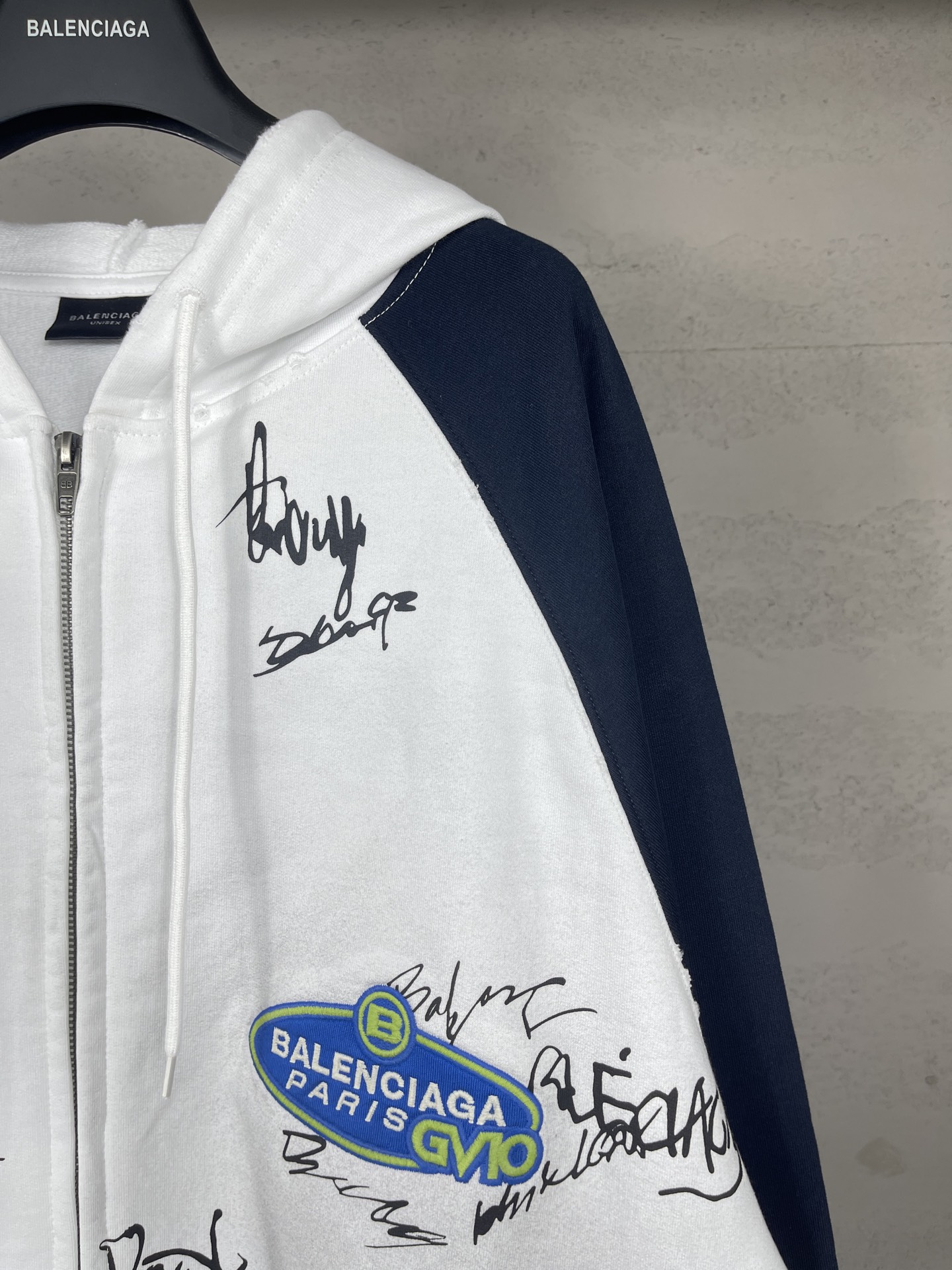 Balanciag@ Signature Print Hand-Painted Graffiti Cardigan Hoodie FW26