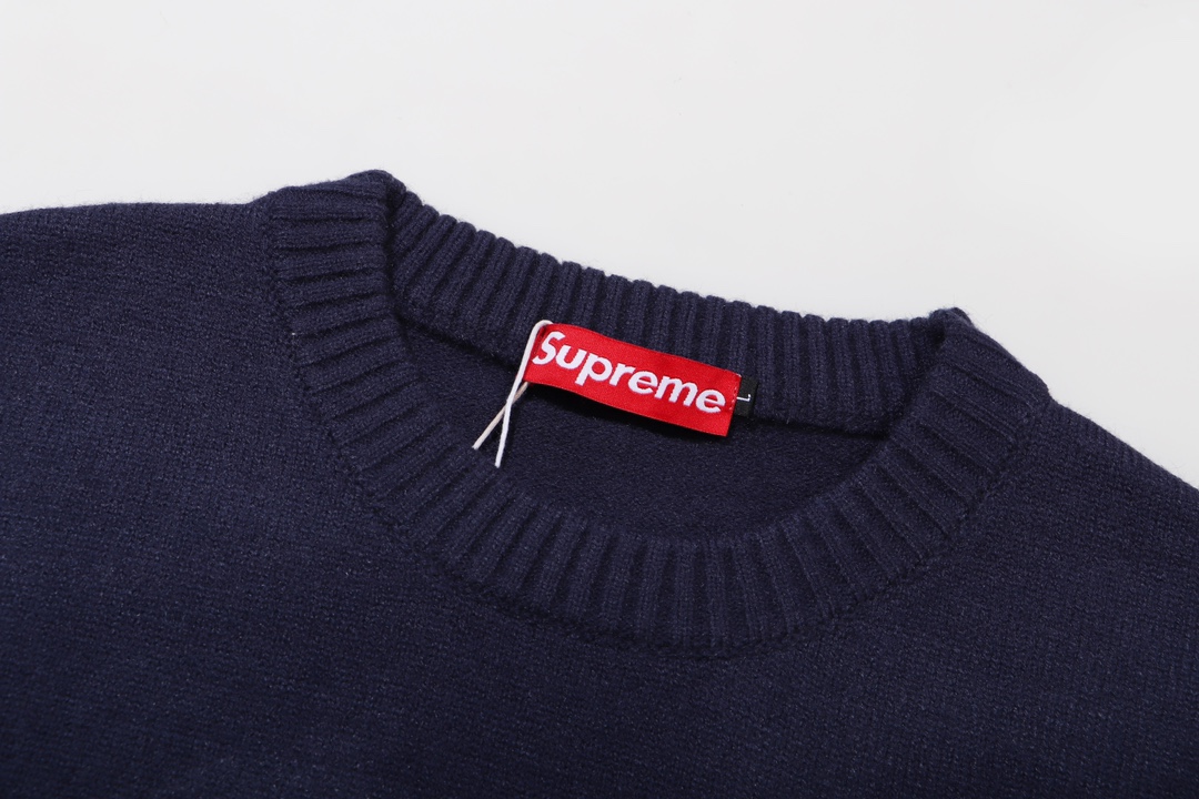 Supreme Embroidered Letter Logo Crewneck Wool Knit Sweater