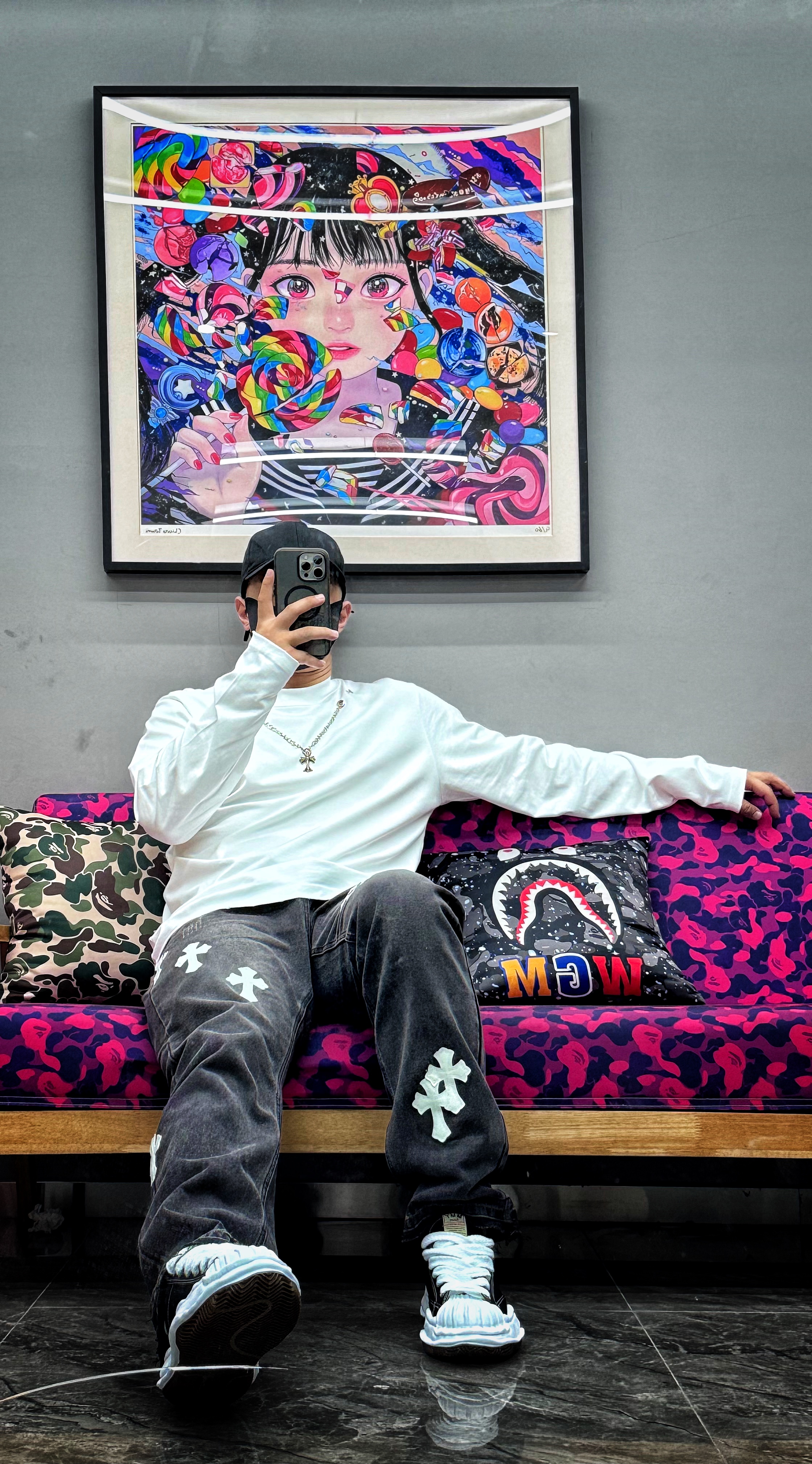 Chrome Heart Cross pendant Long Sleeve T-Shirt