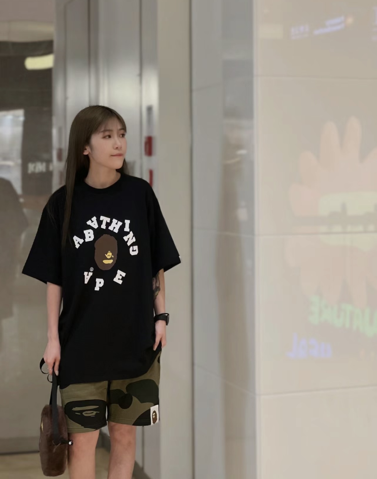 BAPE reverse ape initials printing short sleeves