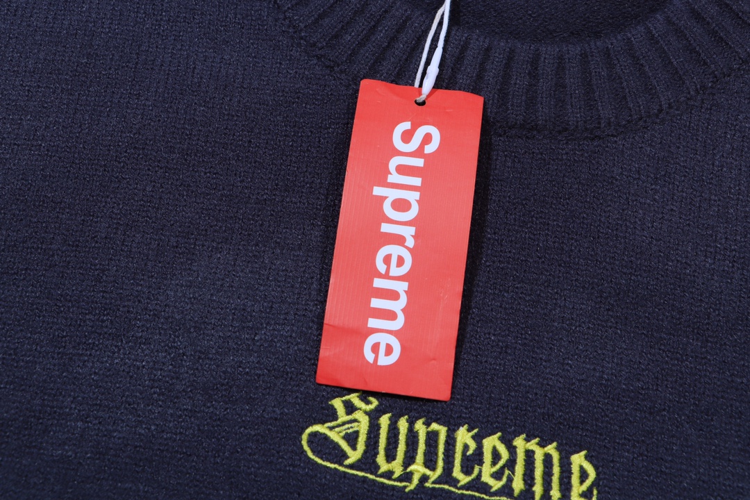 Supreme Embroidered Letter Logo Crewneck Wool Knit Sweater