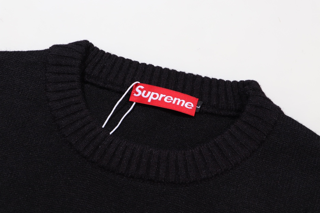 Supreme Embroidered Letter Logo Crewneck Wool Knit Sweater