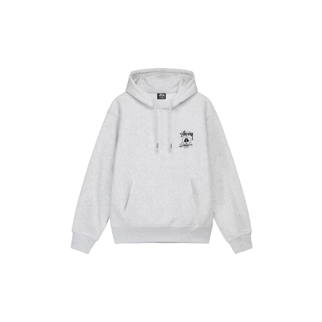 Stu$$y SS24 Casual Lettering Round Neck Skull Graphic Printed Crewneck Hoodie