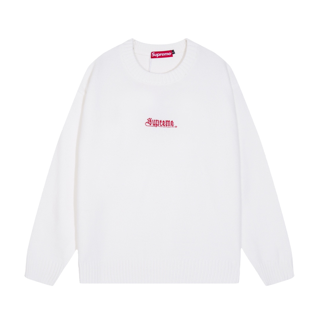 Supreme Embroidered Letter Logo Crewneck Wool Knit Sweater