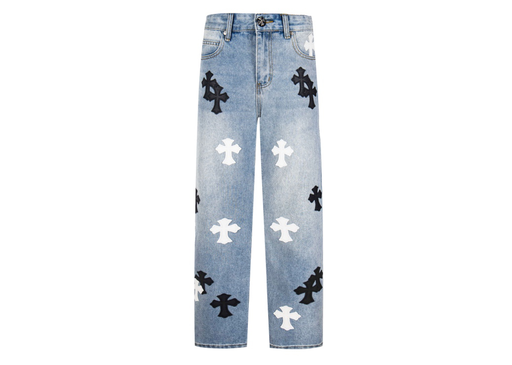 Chrome Hearts Black White Croesses Jeans