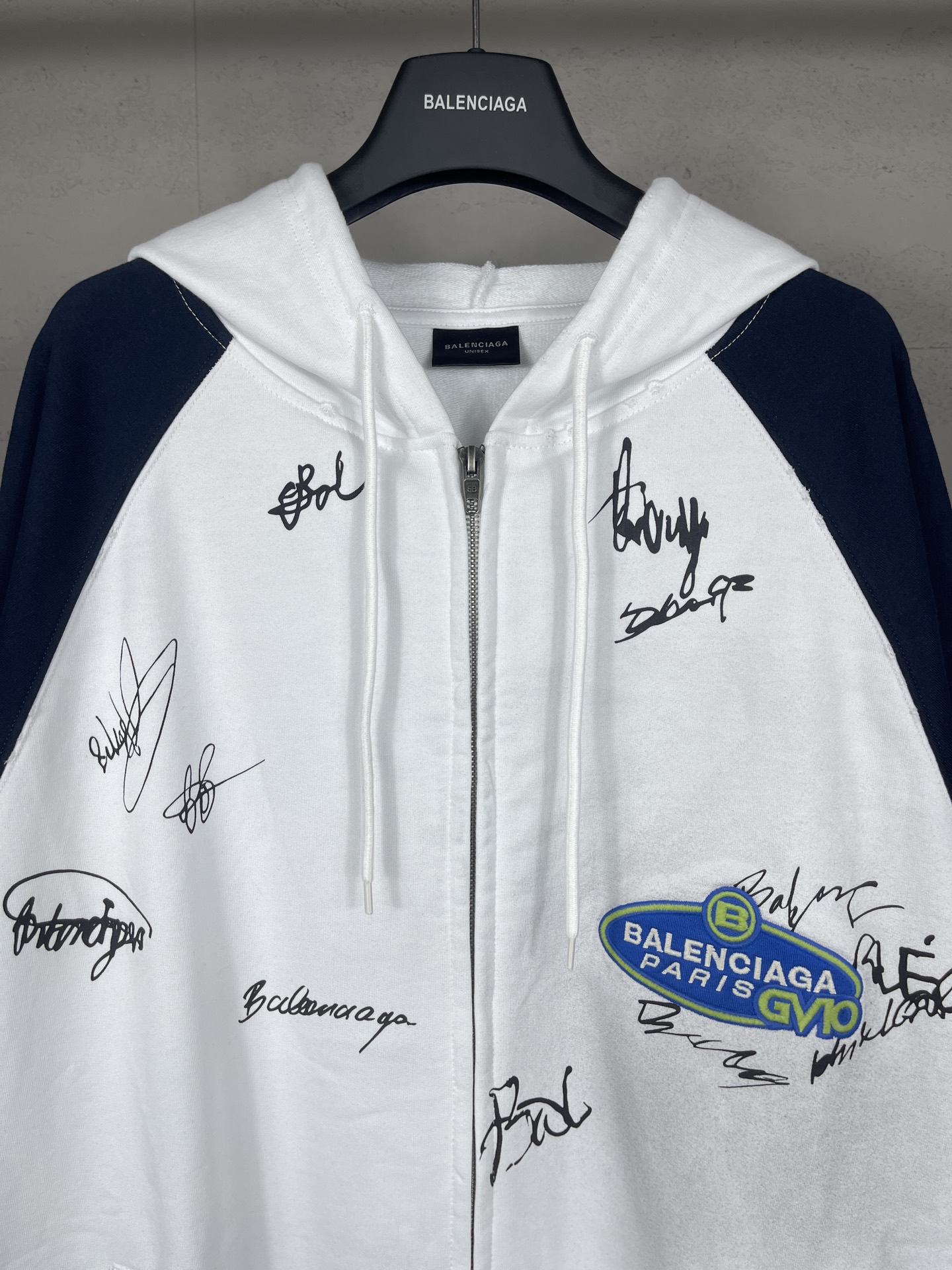 Balanciag@ Signature Print Hand-Painted Graffiti Cardigan Hoodie FW26