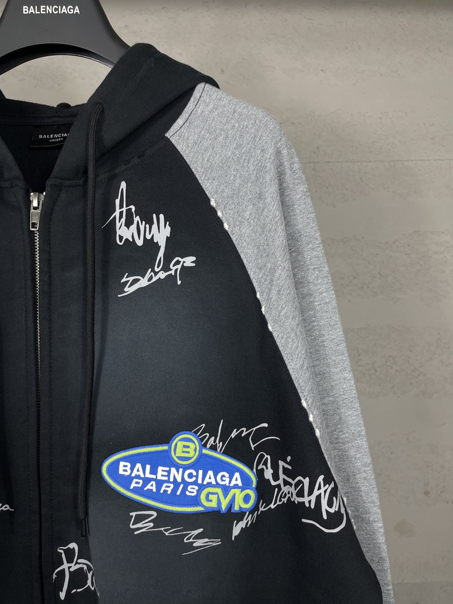 Balanciag@ Signature Print Hand-Painted Graffiti Cardigan Hoodie FW26