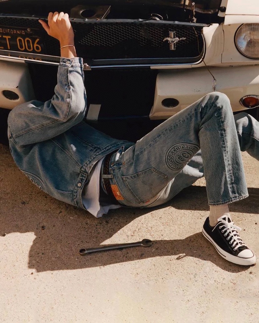 Stuart co-signed Levi's 150th anniversary embossed denim trousers