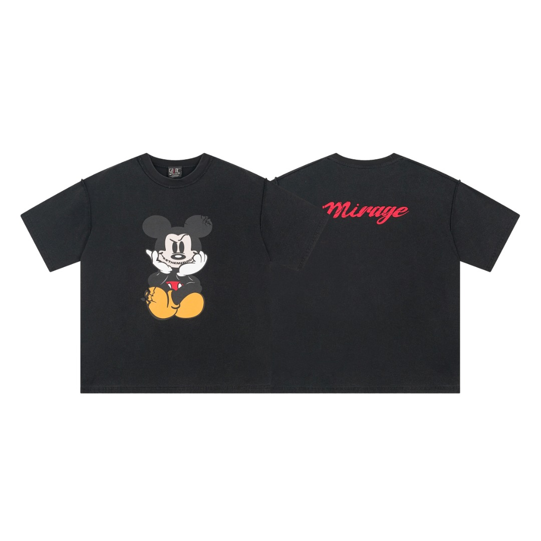 Vintage  Mickey Mouse Cracked Print Washed T-Shirt