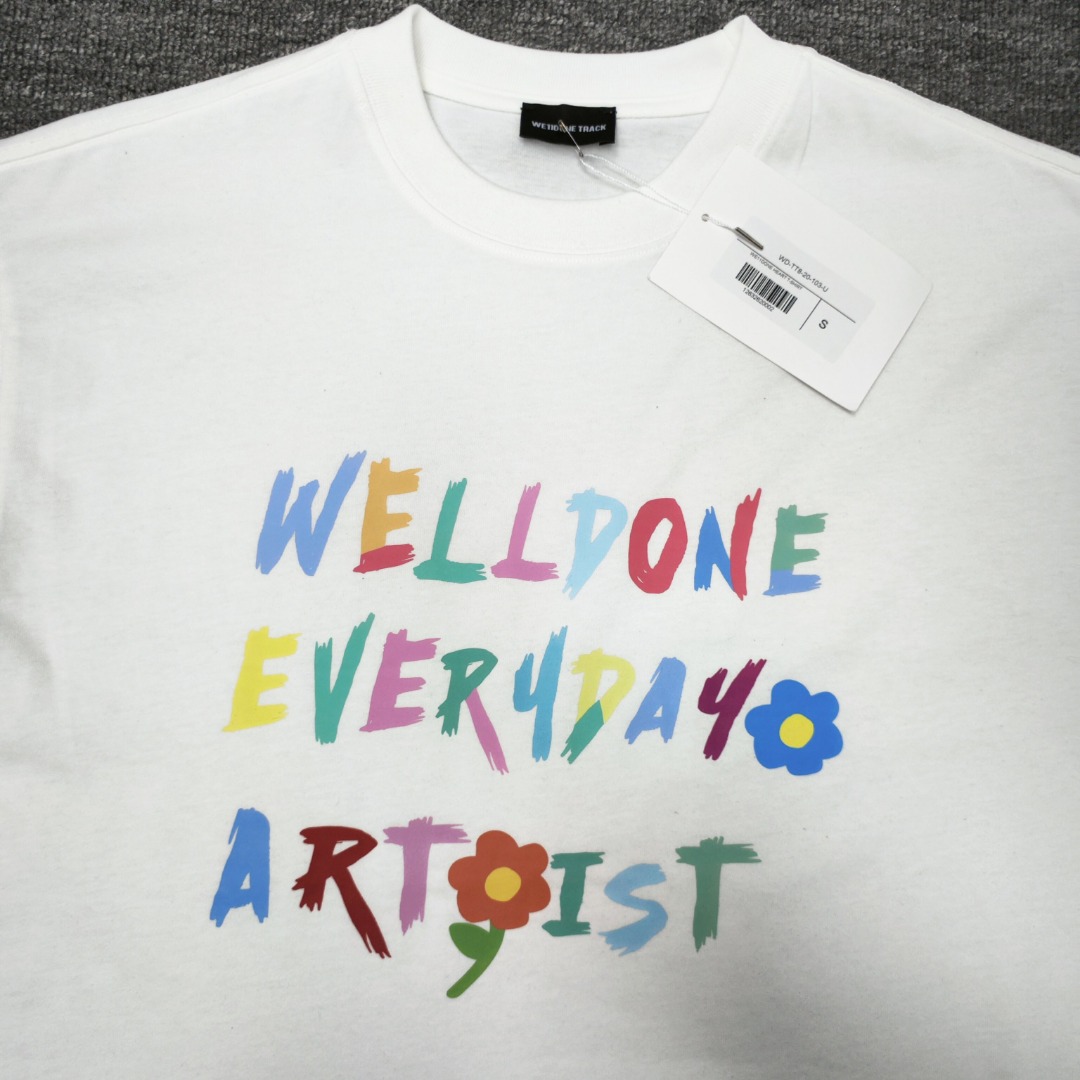 WE11D0NETRACK  New Colorful Hand-Painted Graffiti T-Shirt