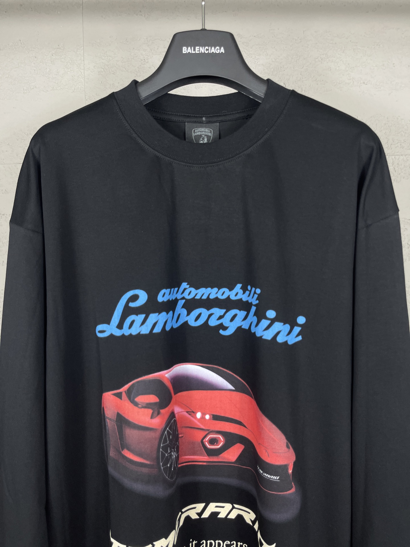 Balanciag@  Lamborghini  Long Sleeves Tee 2025