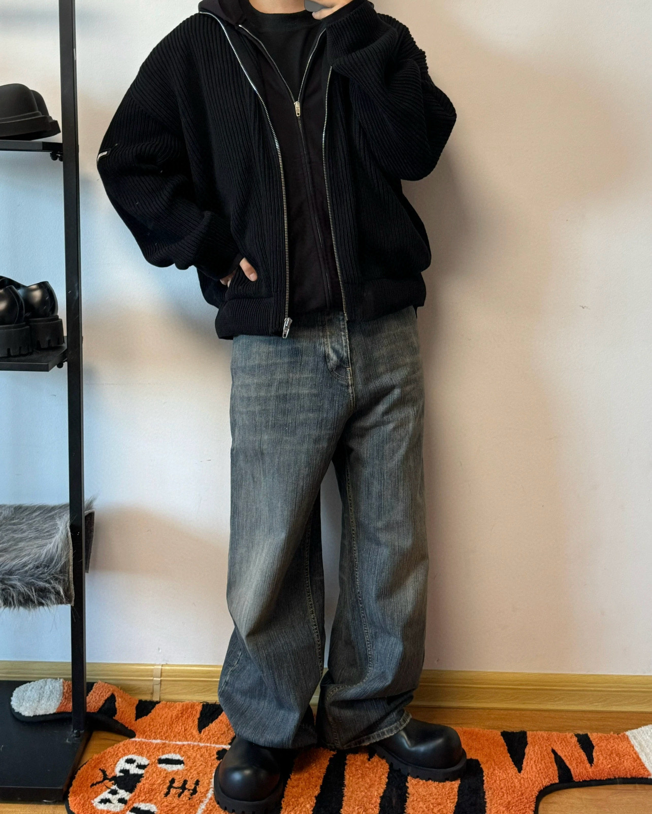 Balenciag@ Men's Zip Up Cardigan