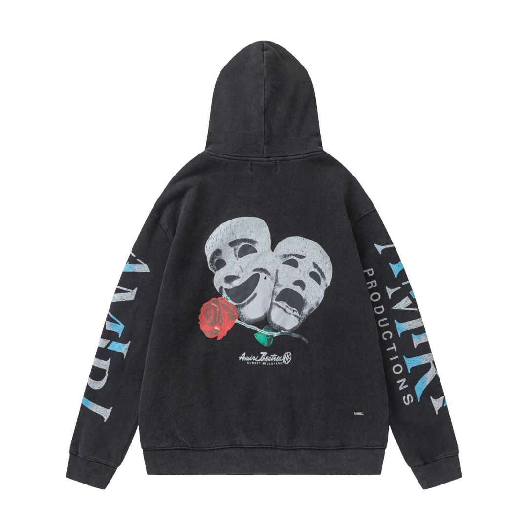 AMIRI Ghost Face Washed Distressed Hoodie